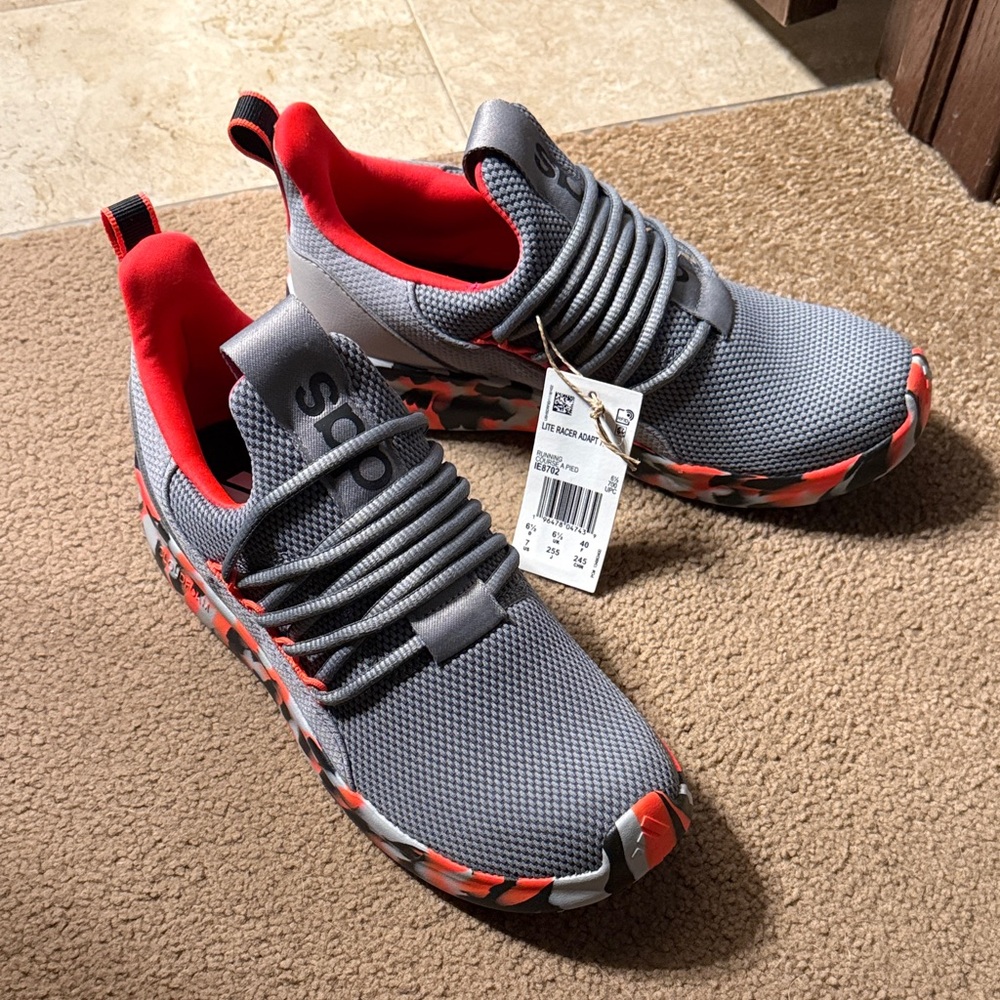 Adidas Kids Gray and Red Shoes